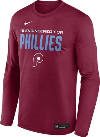 Nike Philadelphia Phillies Authentic Collection Team Issue Nike Mens Dri-FIT MLB Long-Sleeve T-Shirt in Red | 02TJ69XPP-Q92