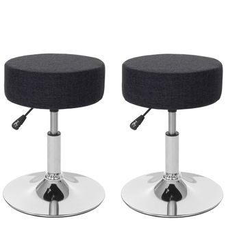 Hhg Hhg - Nunca Usado] Juego De 2 Taburetes 189, Taburete De Asiento Taburete De Maquillaje, Altura Regulable &Oslash; 35cm, Textil, Gris Oscuro