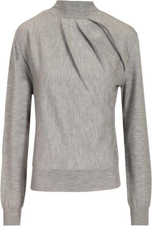 Givenchy Gedrapeerde trui van wol - Dames - Coltruien - Grijs - M - Wol - Truien & Vesten
