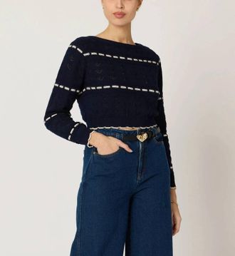 Cleobella Estrella Stripe Sweater In Dark Blue/ivory