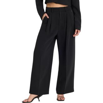 Good American Luxe High Waist Ankle Wide Leg Trousers in Black001 at Nordstrom, Size 12