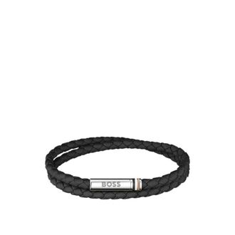 BOSS Double-braided black cuff with logo closure