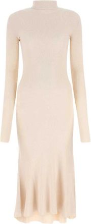 Balenciaga Gebreide midi-jurk met hoge hals - Dames - Kleedjes - Beige - XS - Kleedjes