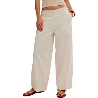 Free People Demi Wide Leg Linen Blend Pants in Tea Cookie at Nordstrom, Size X-Small