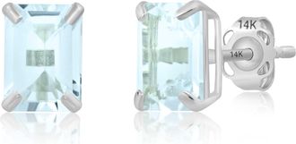 MAX + STONE 14k Yellow or White Gold Solitaire 7x5mm Gemstone Stud Earrings