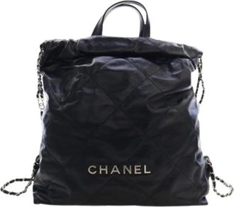 Chanel Pre-owned 22 Backpack - Dames - Vintage Rugzakken - Zwart - ONE Size - Leer - Vintage