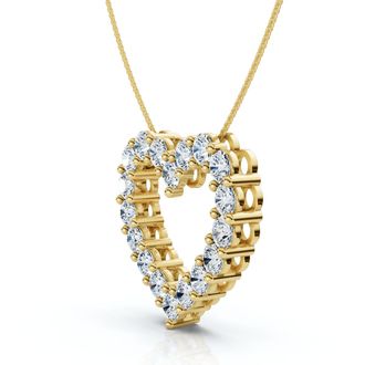 Pompeii3 4Ct Diamond Heart Pendant 14k Gold Lab Grown 1 1/10 Tall 18 Necklace