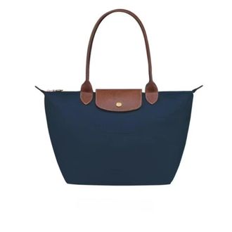 Generic Multipurpose Tote Bag: Foldable Soft Nylon, 3 Sizes, Stylish Water-Resistant Designer Handbag for Work, Travel, Gym (Classic Navy Blue,Medium)