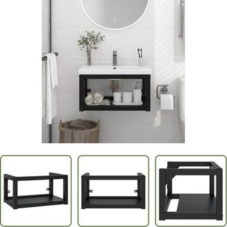 vidaXL vidaXL Struttura in ferro - Struttura per Lavabo a Parete Nera 59x38x31 cm in Ferro