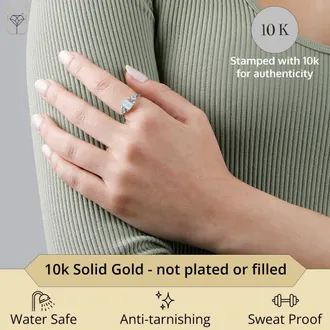 MAX + STONE 10k Yellow or White Gold Gemstone Emerald Cut Birthstone Anniversary Ring