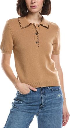 Frame Denim Frame The Leather Stitch Wool & Cashmere-Blend Polo Sweater