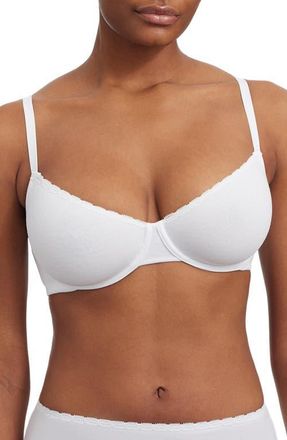 Skarlett Blue Adorned Cotton Underwire Bra in White at Nordstrom, Size 34Ddd