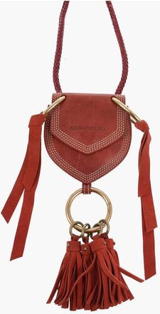 Dsquared2 Leather Coin Purse with Drawstring and Tassel Details size Unica