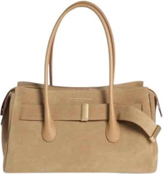 Roberto Festa Milano Suede Schoudertas - Dames - Handtassen - Beige - ONE Size - Su&egrave;de - Tassen