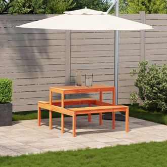 Berkfield Home Picnic Table Wax Brown 110x134x75 cm Solid Wood Pine | Size: 110 x 134 x 75 cm