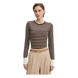 Elisabetta Franchi Top de Tejido de Punto con Mezcla de Rayas - Tops - Mujer - Marr&oacute;n - XS