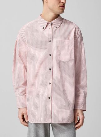 Ganni Mens Vertical stripes loose pink shirt