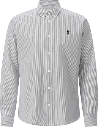 Ami Overhemden, Heren, Wit, 2Xl, Gestreept Logo Overhemd