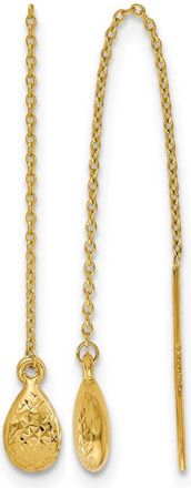 Diamond2Deal 14K Yellow Gold Tear Drop Threader Drop Dangle Earrings
