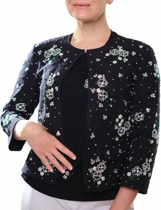 Seventy Beaded Delight Jacket In Black White Green