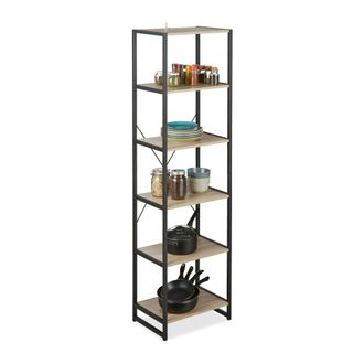 Relaxdays Relaxdays - Estanter&iacute;a De Pie, Dise&ntilde;o Industrial, Librer&iacute;a Con Seis Estantes, 180x50x35 Cm, Pb/metal, Marr&oacute;n