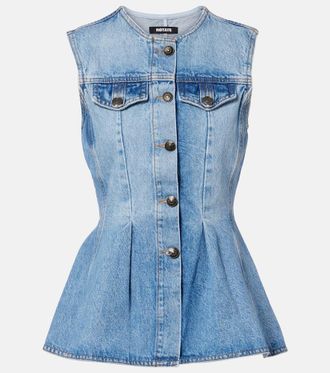 Rotate Zoey peplum denim top