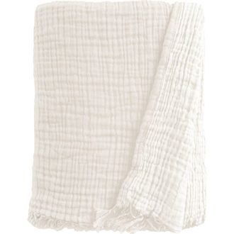 Anaya with Love Crinkled Turkish Cotton Oversized Cuddle Blanket in Ivory at Nordstrom