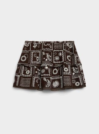 Twik Womens Lace-hem crinkled skort