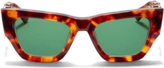Valentino V - Sette Angular Tortoiseshell Sunglasses
