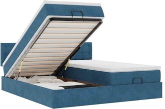 vidaXL Estructura De Cama Otomana Colchones Terciopelo Azul Oscuro Vidaxl