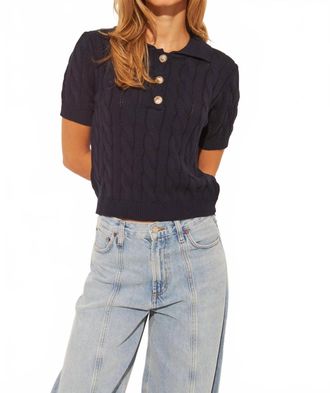 John & Jenn Short Sleeve Timmy Sweater In Navy