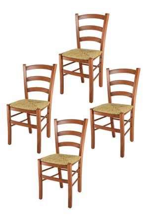 Tommychairs Tommychairs 4 Sillas Venice En Haya Color Cerezo Y Asiento En Paja