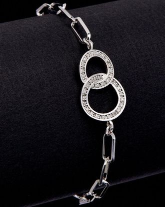 Meshmerise 18K Over Silver 0.25 Ct. Tw. Diamond Paperclip Handcuff Bracelet