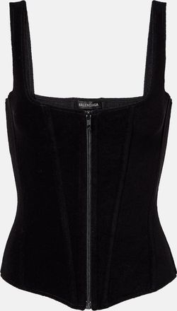 Balenciaga Top a corsetto in velluto di misto cotone
