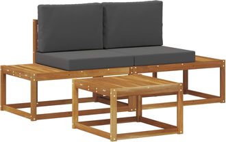 vidaXL Conjunto De Sof&aacute;s De Exterior 3 Uds. Natural Vidaxl
