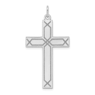 Diamond2Deal 14K White Gold Laser Designed Cross Pendant
