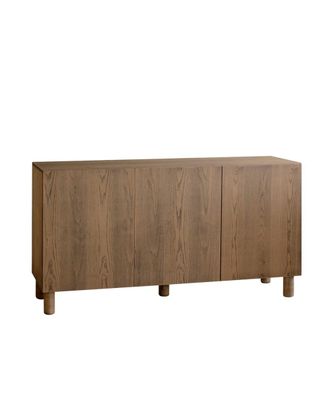 Deco Wood Aparador 3 puertas madera de chapa de fresno natural avellana 160x40cm