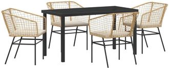 vidaXL Garden Dining Set 5 pcs Brown Poly Rattan Vidaxl