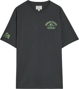 Damson Madder Grown In The Garden Printed Cotton T-shirt - Black - 16 (UK16 / XL)