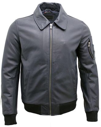 Infinity Leather Mens Cowhide Airline A2 US Airforce Bomber Jacket - Blue/Navy - Size X-Large