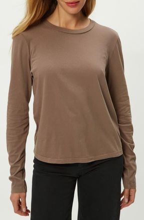 Michael Stars Clarissa Long Sleeve Cotton T-Shirt in Cobblestone at Nordstrom, Size Large