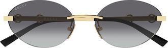 Gucci Sunglasses Gg2051 S 002 Black Gold/Smoky Grey Women