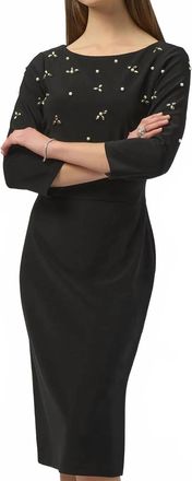 Joseph Ribkoff Embellished Sheath Dress In Black