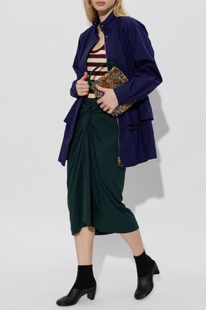 Fendi Jacket With A Peplum At The Waist, Womens, Navy Blue