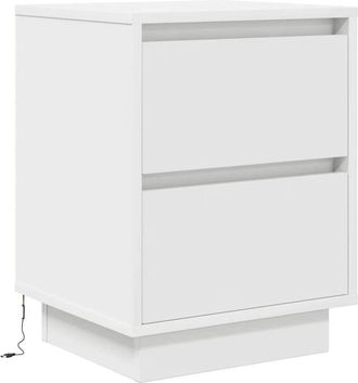 vidaXL Mesilla de noche con luces led blanca 38x34x50 cm Vidaxl