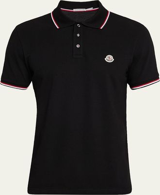 Moncler Mens Short Sleeve Polo with Contrast Sleeves