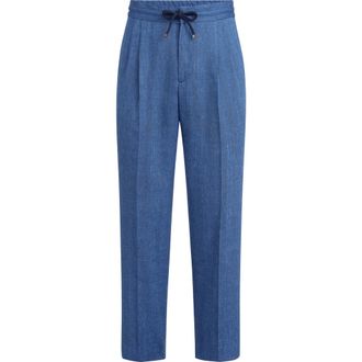Brunello Cucinelli Trousers with drawstring and double pleats in Denim at Nordstrom, Size 60 It
