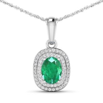 Diana M. Jewels Zambian Emerald ( Better ) Oval 8x6mm - 1Pc + White Diamond F/C Round 1mm - 58Pcs (I1-I2/I color)