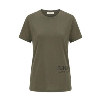 Fendi Tops, Dames, Groen, S, Katoen, T-shirt