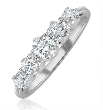 The Diamond Store Grace 18K White Gold 5 Stone Diamond Eternity Ring 0.75CT H/SI